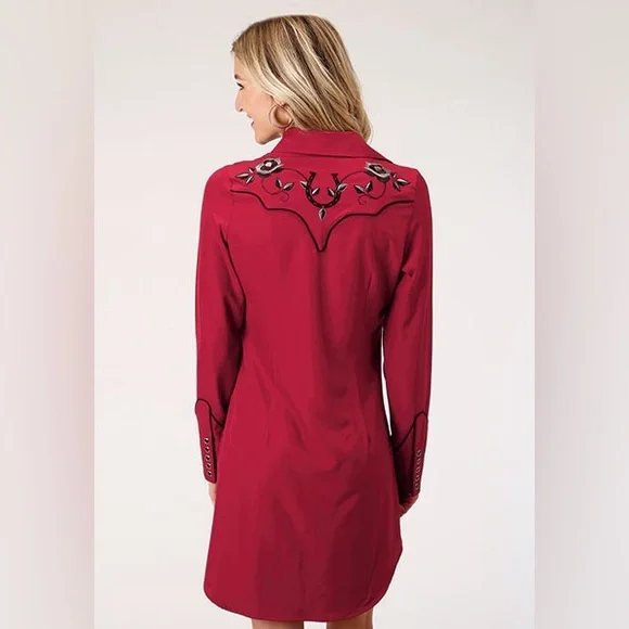 Roper Womens Dress Old West Collection with Embroidery - Red - Picture 3 of 14